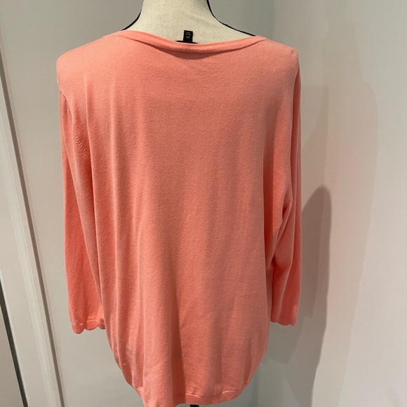 Talbots peach shell and matching scalloped trim cardigan - Picture 7 of 9